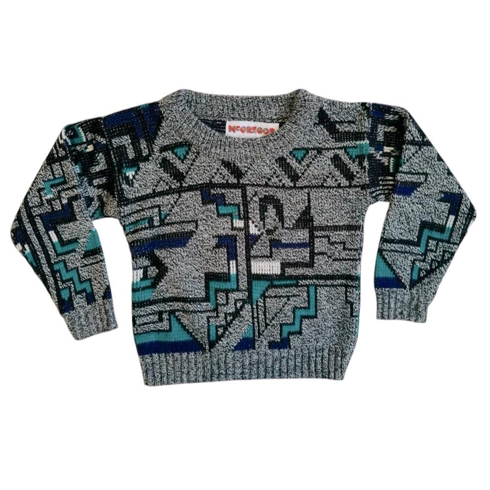 Vintage 2T Abstract Aztec‎ 80’s 90’s Sweater by McGregor